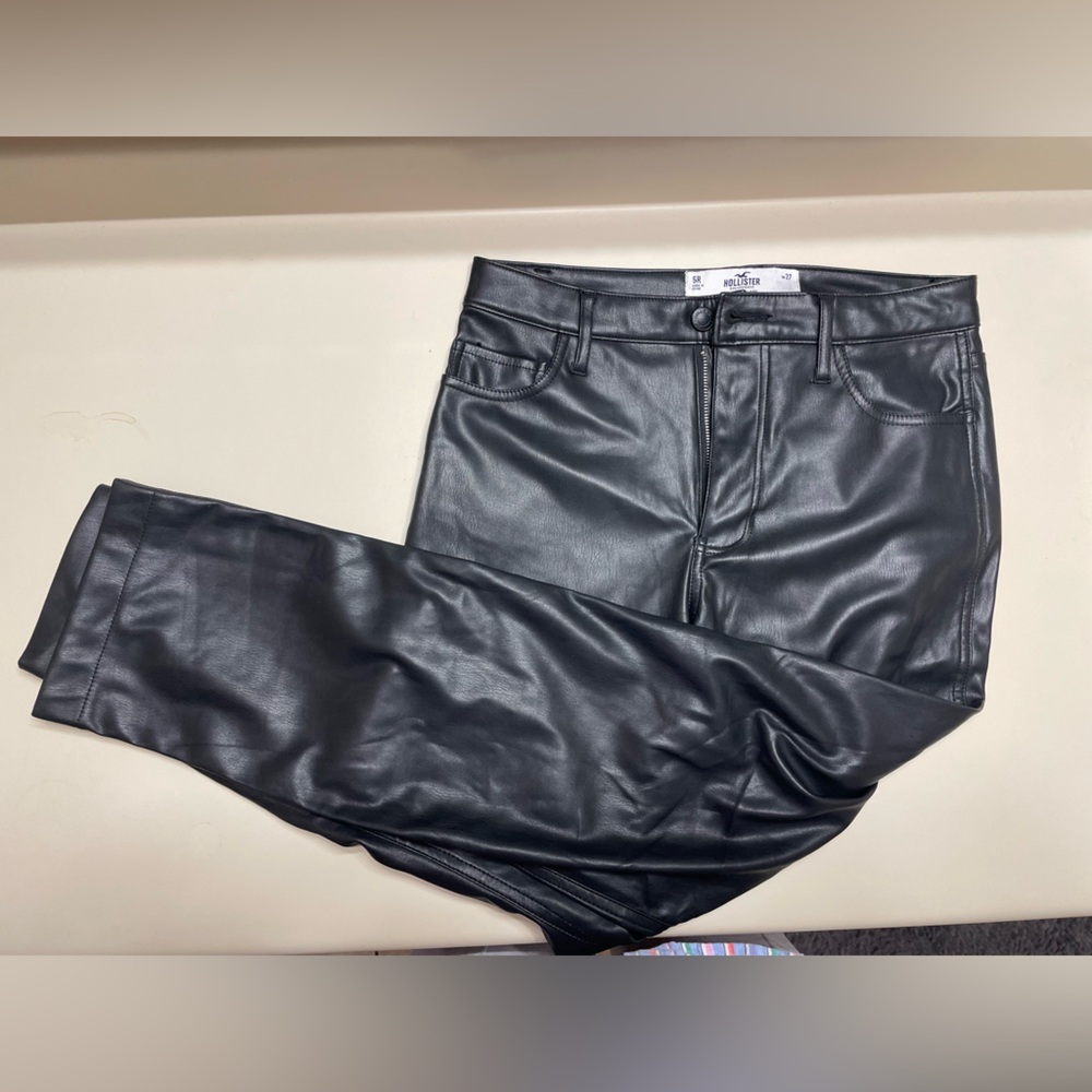 Hollister Black Faux Leather Pants